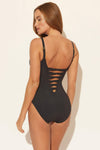 HIGH NECK LACE DOWN TWIST 1 PC - BLACK