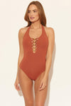 HALTER LACE DOWN 1 PC -CINNAMON