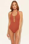 HALTER LACE DOWN 1 PC -CINNAMON