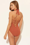 HALTER LACE DOWN 1 PC -CINNAMON