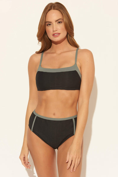 TEXTURED HIGH WAIST BOTTOMS - BLACK