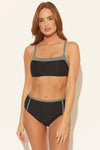 TEXTURED OTS BRA TOP - BLACK