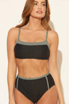 TEXTURED HIGH WAIST BOTTOMS - BLACK