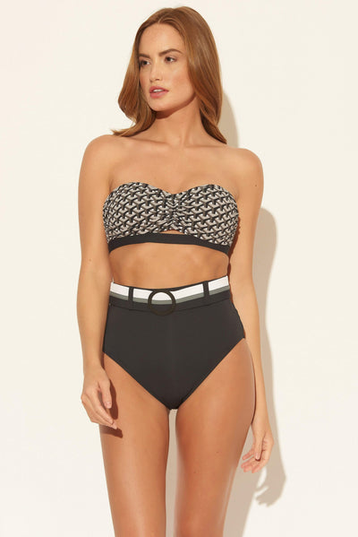 DOUBLE TAIL BANDEAU TOP - BLACK MULTI