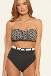 DOUBLE TAIL BANDEAU TOP - BLACK MULTI
