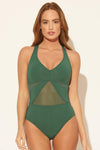 V-NECK MESH STRAPPY CROSS BACK 1 PC - CAPE VERDE