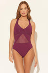 V-NECK MESH STRAPPY CROSS BACK 1 PC - CHERRY WINE