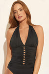 HALTER LACE DOWN TWIST 1 PC - BLACK