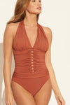 HALTER LACE DOWN TWIST 1 PC - CINNAMON