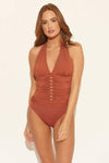 HALTER LACE DOWN TWIST 1 PC - CINNAMON