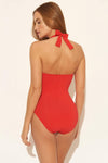 HALTER LACE DOWN TWIST 1 PC - SCARLET