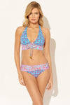 LACE UP HALTER TOP - ROUGE MULTI