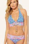 LACE UP HALTER TOP - ROUGE MULTI