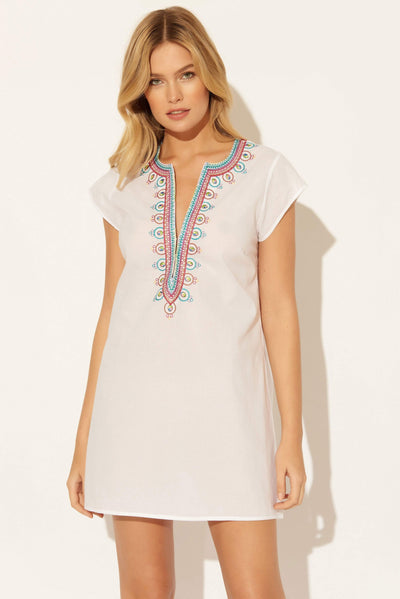 EMBROIDERED DRESS - WHITE