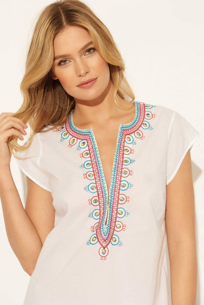 EMBROIDERED DRESS - WHITE