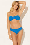 BASKET WEAVE SHIRRED BANDEAU TOP - LAPIS