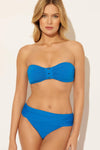 BASKET WEAVE SHIRRED BANDEAU TOP - LAPIS