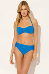 BASKET WEAVE SHIRRED BANDEAU TOP - LAPIS