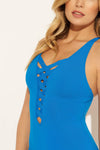 BASKET WEAVE LACE DOWN 1 PC - LAPIS
