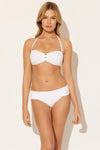 BASKET WEAVE SHIRRED BANDEAU TOP - WHITE