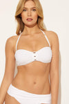 BASKET WEAVE SHIRRED BANDEAU TOP - WHITE