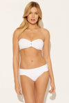 BASKET WEAVE SHIRRED BANDEAU TOP - WHITE