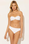 BASKET WEAVE SHIRRED BANDEAU TOP - WHITE