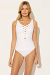 BASKET WEAVE TANKINI TOP - WHITE
