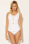 BASKET WEAVE TANKINI TOP - WHITE
