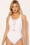 BASKET WEAVE LACE DOWN 1 PC - WHITE