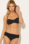 BASKET WEAVE SHIRRED BANDEAU TOP - BLACK
