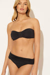 BASKET WEAVE SHIRRED BANDEAU TOP - BLACK