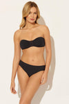 BASKET WEAVE SHIRRED BANDEAU TOP - BLACK