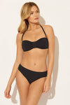 BASKET WEAVE SHIRRED BANDEAU TOP - BLACK
