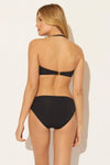 BASKET WEAVE SHIRRED BANDEAU TOP - BLACK