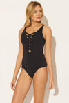BASKET WEAVE TANKINI TOP - BLACK