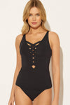 BASKET WEAVE TANKINI TOP - BLACK
