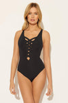 BASKET WEAVE LACE DOWN 1 PC - BLACK