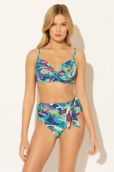 RUCHED U/W D CUP TOP - JUNGLE MULTI