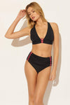 SHIRRED BEADED HIGH WAIST BOTTOMS - BLACK