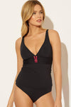 HALTER BEADED TANKINI TOP - BLACK