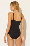 HALTER BEADED TANKINI TOP - BLACK