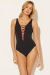 BEADED LACE DOWN 1 PC - BLACK