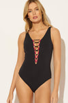 BEADED LACE DOWN 1 PC - BLACK