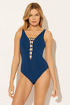 BEADED LACE DOWN 1 PC - NAVY