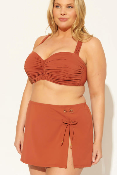 (PLUS) COVER UP SKIRT - CINNAMON