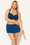 (PLUS) SKIRTED HIPSTER BOTTOMS - NAVY
