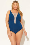 (PLUS) LACE DOWN 1 PC - NAVY/SILVER