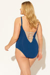 (PLUS) LACE DOWN 1 PC - NAVY/SILVER