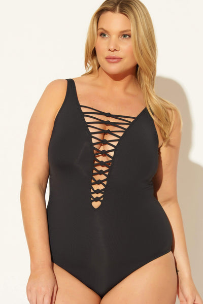 (PLUS) LACE DOWN 1 PC - BLACK